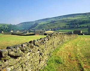 Stone Wall Leading to Gunnerside, Swaledale, North Yorkshire, England Stone Wall Leading to Gunnerside, Swaledale, North Yorkshire, England