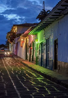 Street of Barichara at dusk, Santander Department, Colombia Street of Barichara at dusk, Santander Department, Colombia