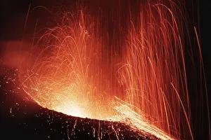 Strombolian volcano eruption at Stromboli - Italy, Sicily, Messina, Eolian Islands Strombolian volcano eruption at Stromboli - Italy, Sicily, Messina, Eolian Islands