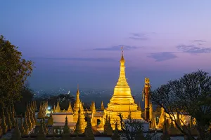 Su Taung Pyae Pagoda at night, Mandalay Hill, Mandalay, Mandalay Region, Myanmar Su Taung Pyae Pagoda at night, Mandalay Hill, Mandalay, Mandalay Region, Myanmar