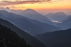 summer sunrise towards the vajont valley, the Friulian Dolomites summer sunrise towards the vajont valley, the Friulian Dolomites