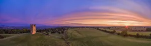 Sunrise over Broadway Tower on top of Fish Hill, the second highest point in the Sunrise over Broadway Tower on top of Fish Hill, the second highest point in the