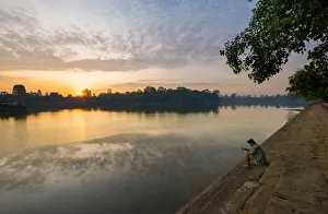 Sunrise over Moat, Angkor Wat, Siem Reap, Cambodia Sunrise over Moat, Angkor Wat, Siem Reap, Cambodia