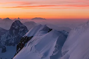 Sunrisescape from Col Maudit along the way from Les Cosmiques to Mount Blanc Sunrisescape from Col Maudit along the way from Les Cosmiques to Mount Blanc