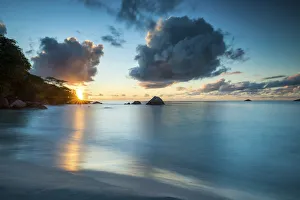Sunset at Anse Lazio Beach, Praslin, Seychelles Sunset at Anse Lazio Beach, Praslin, Seychelles