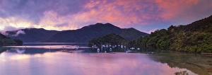 Sunset illuminates the picturesque Ngakuta Bay, Queen Charlotte Sound, Marlborough Sounds Sunset illuminates the picturesque Ngakuta Bay, Queen Charlotte Sound, Marlborough Sounds
