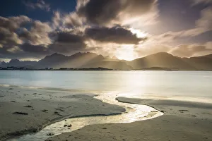 Sunset over Ramberg Beach, Lofoten Islands, Norway Sunset over Ramberg Beach, Lofoten Islands, Norway