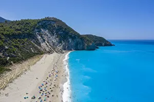 Greece Collection: Sunshades on Milos Beach in summer. Agios Nikitas, Lefkada, Ionian Islands region