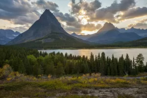 Glacier National Park Gallery: Swiftcurrent Lake and Mount Grinnell at Sunet, Glacier National Park, Montana