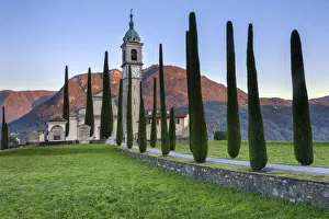 Switzerland, Ticino Canton, Gentilino village, Sant Abbondio church Switzerland, Ticino Canton, Gentilino village, Sant Abbondio church