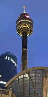 Sydney Tower at dusk, Sydney, New South Wales, Australia Sydney Tower at dusk, Sydney, New South Wales, Australia
