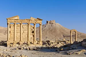 Images Dated 6th March 2012: Syria, Homs Governate, Palmyra. Funerary Temple and Arab Citadel