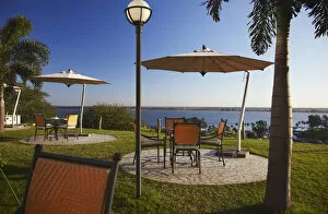 Tables and chairs in grounds of Hotel Cardoso, Maputo, Mozambique