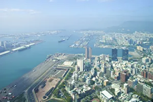 Taiwan, Kaohsiung, View of harbour and city Taiwan, Kaohsiung, View of harbour and city