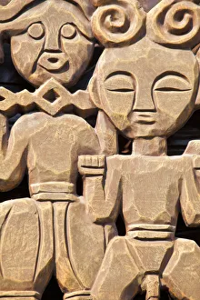 North East Asia Gallery: Taiwan, Nantou, Sun Moon Lake, Ita Thao, Carvings on building