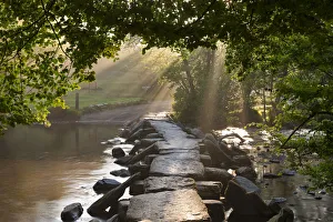 Tarr Steps, an ancient clapper bridge spanning the River Barle, Exmoor National Park Tarr Steps, an ancient clapper bridge spanning the River Barle, Exmoor National Park