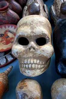 Tazumal Mayan Ruins, Located In Chalchuapa, El Salvador, Souvenir Stand Skull Tazumal Mayan Ruins, Located In Chalchuapa, El Salvador, Souvenir Stand Skull