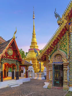 Thailand, Lampang, Wat Pong Sanuk Nua at dusk Thailand, Lampang, Wat Pong Sanuk Nua at dusk