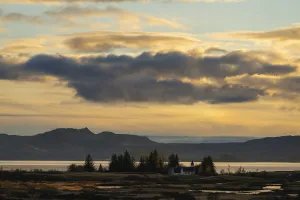 Sudurland Region Gallery: Thingvallakirkja church at sunset, Thingvellir National Park, UNESCO, South Iceland
