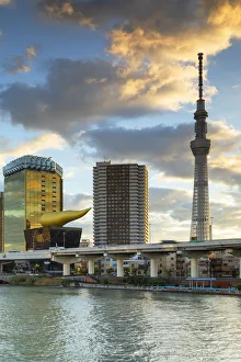 Tokyo Skytree and Sumida River at sunrise, Tokyo, Japan Tokyo Skytree and Sumida River at sunrise, Tokyo, Japan