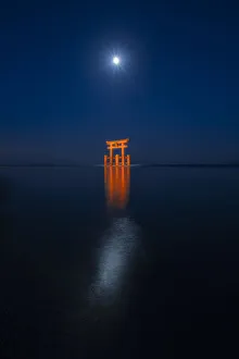 Tori gate on Lake Biwa, Shiga prefecture, Japan Tori gate on Lake Biwa, Shiga prefecture, Japan
