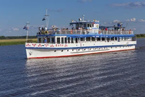 Tourist ship, Volkhov river, Veliky Novgorod, Russia Tourist ship, Volkhov river, Veliky Novgorod, Russia