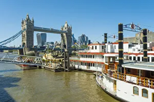Tower Bridge from Butlers Wharf, London, England, UK Tower Bridge from Butlers Wharf, London, England, UK
