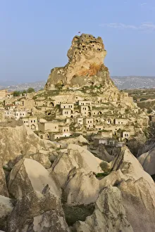 Town and castle ruins of Ortahisar near Urgup in Cappadocia, Anatolia, Turkey Town and castle ruins of Ortahisar near Urgup in Cappadocia, Anatolia, Turkey