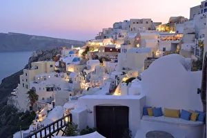 Town of Oia after sunset, Santorini, Kyclades, South Aegean, Greece, Europe Town of Oia after sunset, Santorini, Kyclades, South Aegean, Greece, Europe