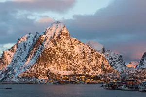 The town of Reine at sunrise, Lofoten Islands, Norway The town of Reine at sunrise, Lofoten Islands, Norway