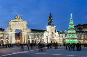 The traditional Christmas tree at Terreiro do Paco, the historic centre of Lisbon The traditional Christmas tree at Terreiro do Paco, the historic centre of Lisbon