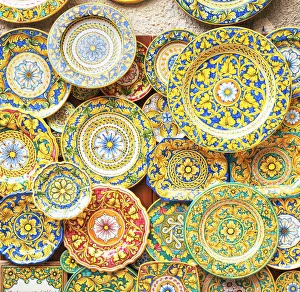 Traditional hand made plates, Erice. Sicily, Italy Traditional hand made plates, Erice. Sicily, Italy