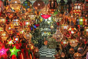 Medina of Marrakesh Gallery: Traditional multicolored glass lamp, Morocco, High Atlas, Marrakech, imperial city