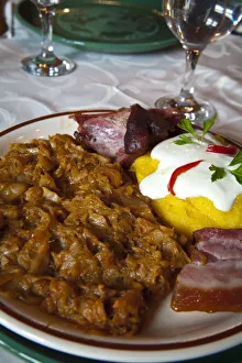 Traditional Romanian Cuisine, Medieval Old Town, Sighisoara, Transylvania, Romania Traditional Romanian Cuisine, Medieval Old Town, Sighisoara, Transylvania, Romania