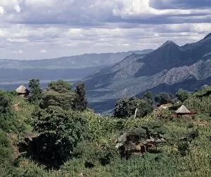 Kenya Lake System in the Great Rift Valley Gallery: Traditional thatched homesteads perched on top of the