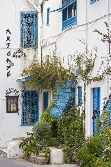 Tunisia, Art Cafe in the Picturesque whitewashed village of Sidi Bou Said
