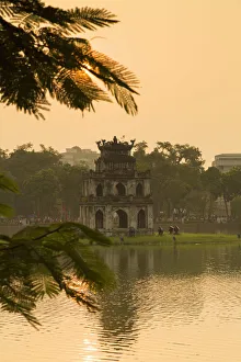 Turtle Tower (Thap Rua) on Hoan Kiem Lake at dawn, Hanoi, Vietnam Turtle Tower (Thap Rua) on Hoan Kiem Lake at dawn, Hanoi, Vietnam