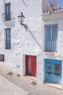 The typical Facade of a building in the Moorish-Mudejar district of Frigiliana The typical Facade of a building in the Moorish-Mudejar district of Frigiliana