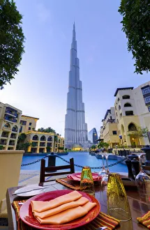 UAE, Dubai, Burj Khalifa from Asado Restaurant UAE, Dubai, Burj Khalifa from Asado Restaurant