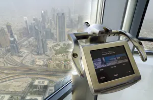 UAE, Dubai, Sheikh Zayed Road from Burj Khalifa, A Behold Telescope, Electronic Telescope UAE, Dubai, Sheikh Zayed Road from Burj Khalifa, A Behold Telescope, Electronic Telescope