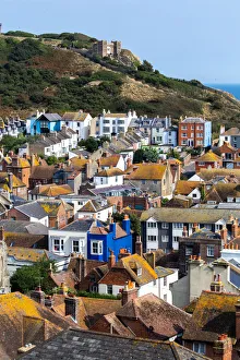 UK, England, East Sussex, Hastings, The centre of Hastings from Castle Hill UK, England, East Sussex, Hastings, The centre of Hastings from Castle Hill