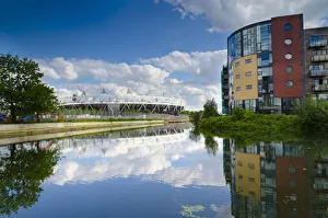 Hackney Wick Gallery: UK, England, London, Hackney Wick, River Lee Navigation and London 2012 Olympic Stadium