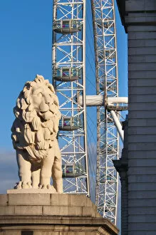 Ferris Collection: UK, England, London, South Bank Lion and London Eye