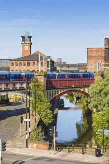 UK, England, Manchester, View of Deansgate, Railwaybridge and viaduct over the Bridgewater UK, England, Manchester, View of Deansgate, Railwaybridge and viaduct over the Bridgewater