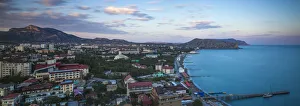 Ukraine, Crimea, Sudak View of city and Black Sea coast Ukraine, Crimea, Sudak View of city and Black Sea coast