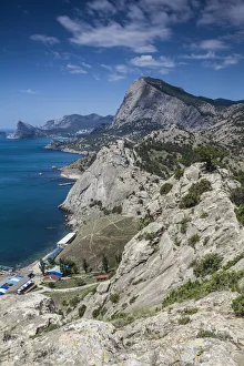 Ukraine, Crimea, Sudak, View of a Sudak beach, looking towards Novy Svyet Bays Ukraine, Crimea, Sudak, View of a Sudak beach, looking towards Novy Svyet Bays