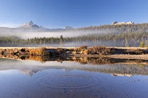Unicorn and Cathedral Peaks reflected in the Tuolumne River, Tuolumne Meadows, Yosemite Unicorn and Cathedral Peaks reflected in the Tuolumne River, Tuolumne Meadows, Yosemite