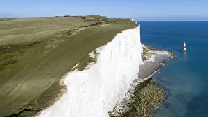 United Kingdom, East Sussex, Eastbourne, Beachy Head lighthouse, Seven Sisters coastline United Kingdom, East Sussex, Eastbourne, Beachy Head lighthouse, Seven Sisters coastline