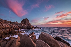 The unusual shapes of the rocks of Capo Testa painted by a wonderful sunset. Sardinia The unusual shapes of the rocks of Capo Testa painted by a wonderful sunset. Sardinia