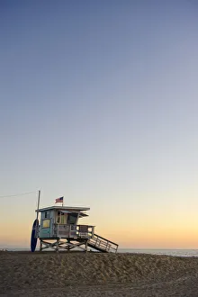 USA, California, Los Angeles, Santa Monica Beach, Lifeguard Tower USA, California, Los Angeles, Santa Monica Beach, Lifeguard Tower